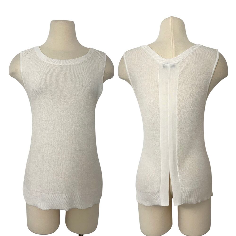 White + Warren Sleeveless Knit Sweater Shell Tank Top in Ivory XS